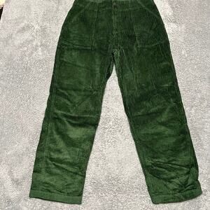 Pact Organics Pants Womens XL (33x28) Green Baggy Leg Corduroy High Rise
